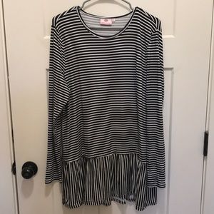 Black white stripped tunic with drop waist